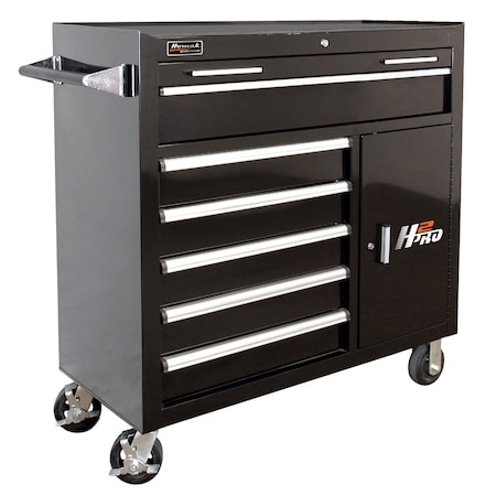 Homak 41in H2Pro 6 Drawer w/ 2 Drawer Comp Roller  - Black BK04041062